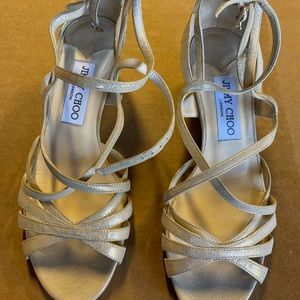 Jimmy Choo Golden Glitter Womens Wedge sz6